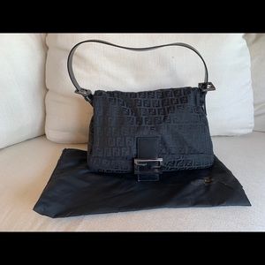 Vintage Classic Fendi Mama Baguette Black Monogram